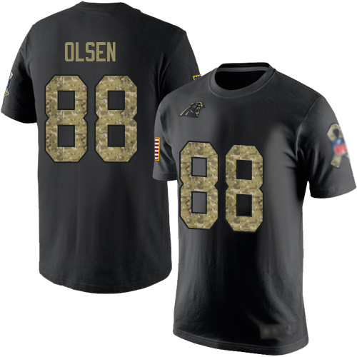 Carolina Panthers Men Black Camo Greg Olsen Salute to Service NFL Football #88 T Shirt